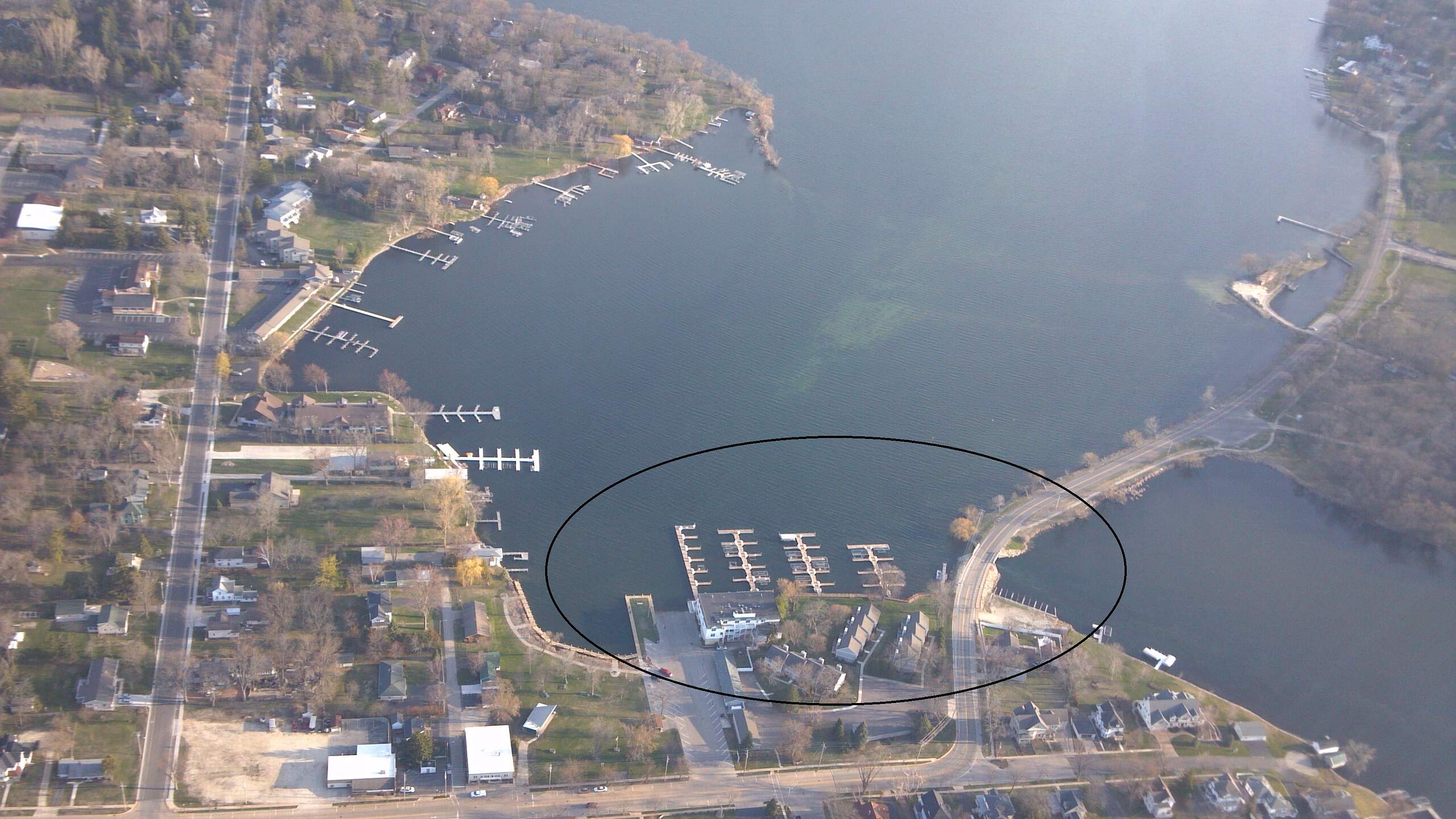 aerial view of Green Lake Marina